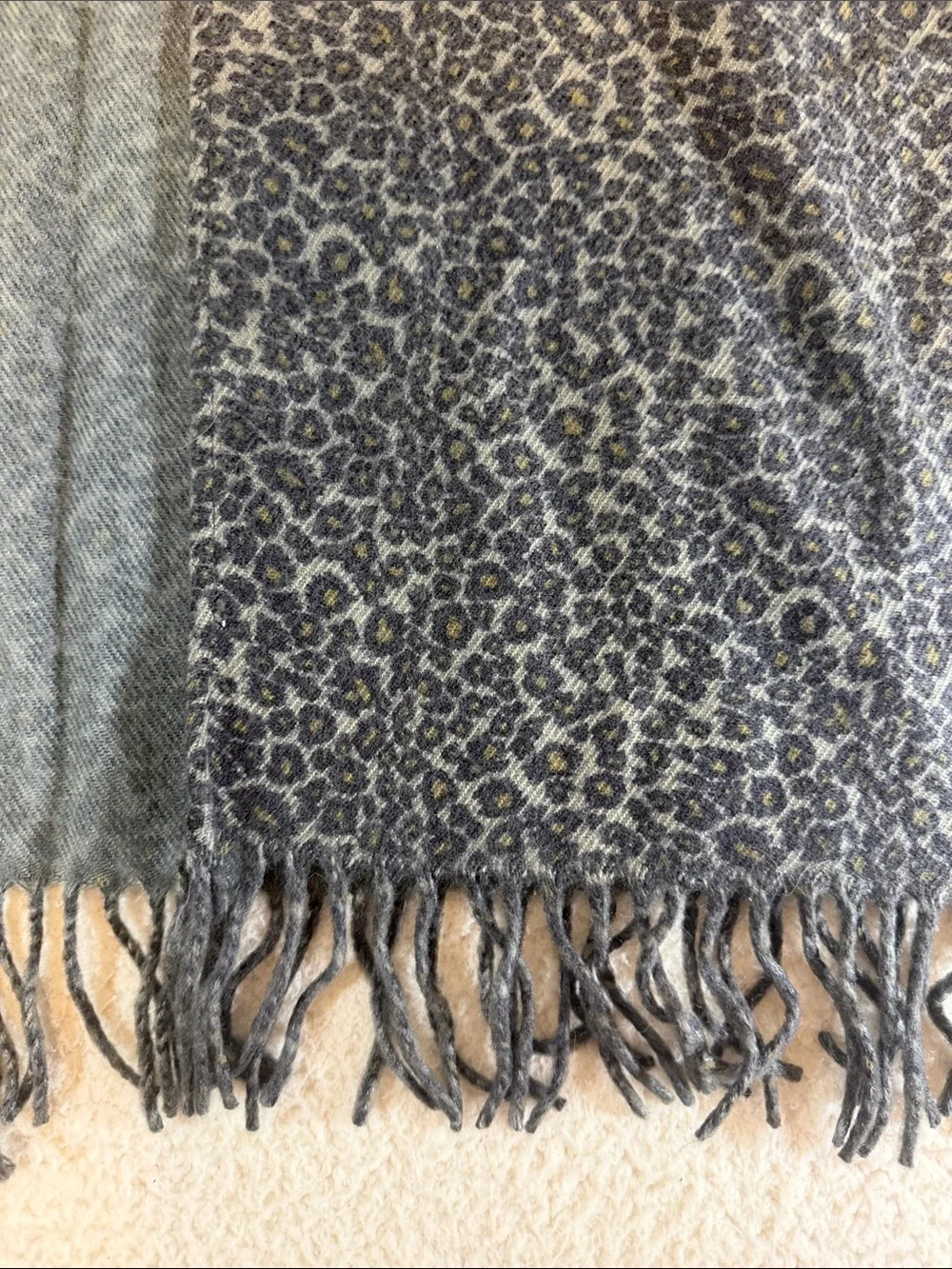 Dark Gray Leopard Print Fringe wrap 490